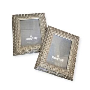 Broyhill 5x7 Metal Hobnail Pattern Picture Frames Set Of 2 Silver Color